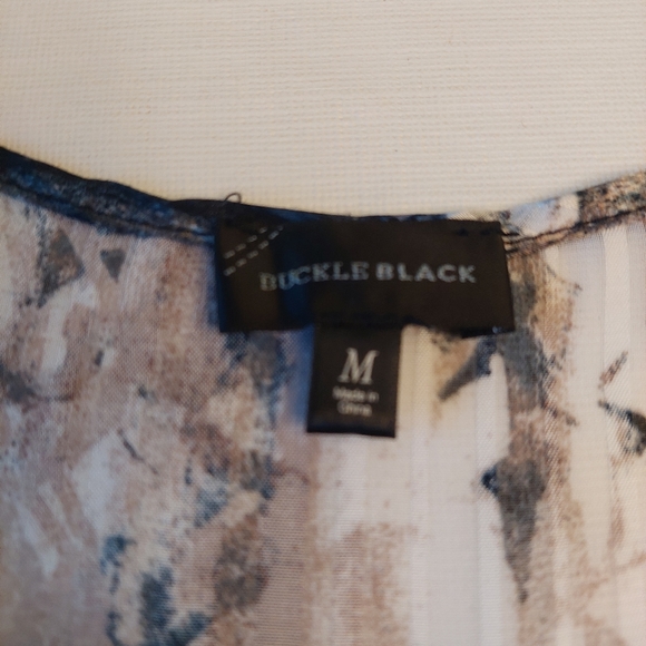 Buckle Boho Peasant Top Multicolor Watercolor Abstract Sheer Puff Sleeve Size M - Picture 8 of 14